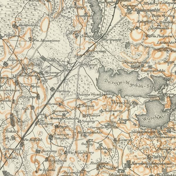 Višķi  1914. -1916. gada kartē “Karte des westlichen Rußlands”