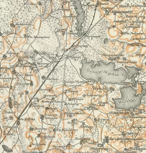 Višķi  1914. -1916. gada kartē “Karte des westlichen Rußlands”