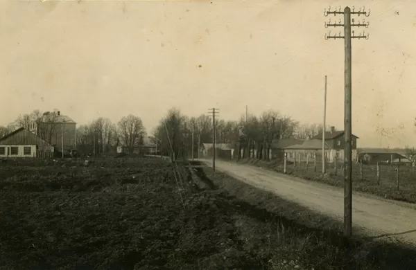 Skats uz Višķiem, tālumā muižas ēka, 1934. gada 19. decembris